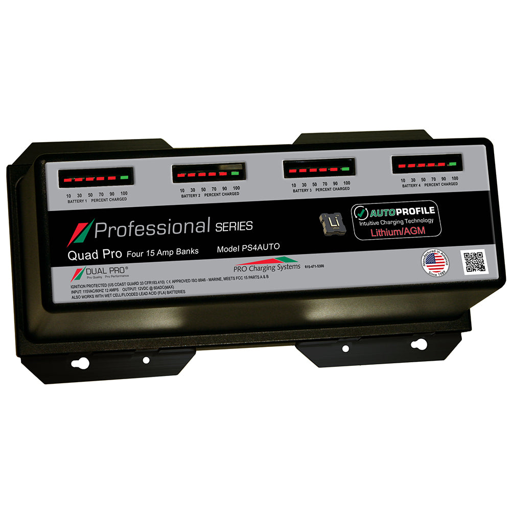 Dual Pro PS4 Auto 15A - 4-Bank Lithium/AGM Battery Charger - Deckhand Marine Supply