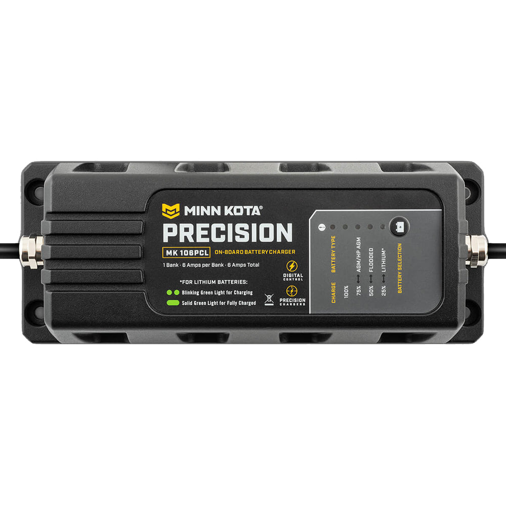 Minn Kota On-Board Precision Charger MK-106 PCL 1 Bank x 6 AMP LI Optimized Charger - Deckhand Marine Supply