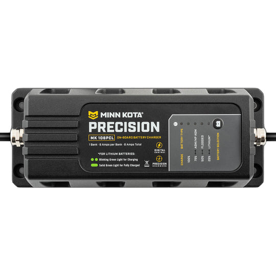 Minn Kota On-Board Precision Charger MK-106 PCL 1 Bank x 6 AMP LI Optimized Charger - Deckhand Marine Supply