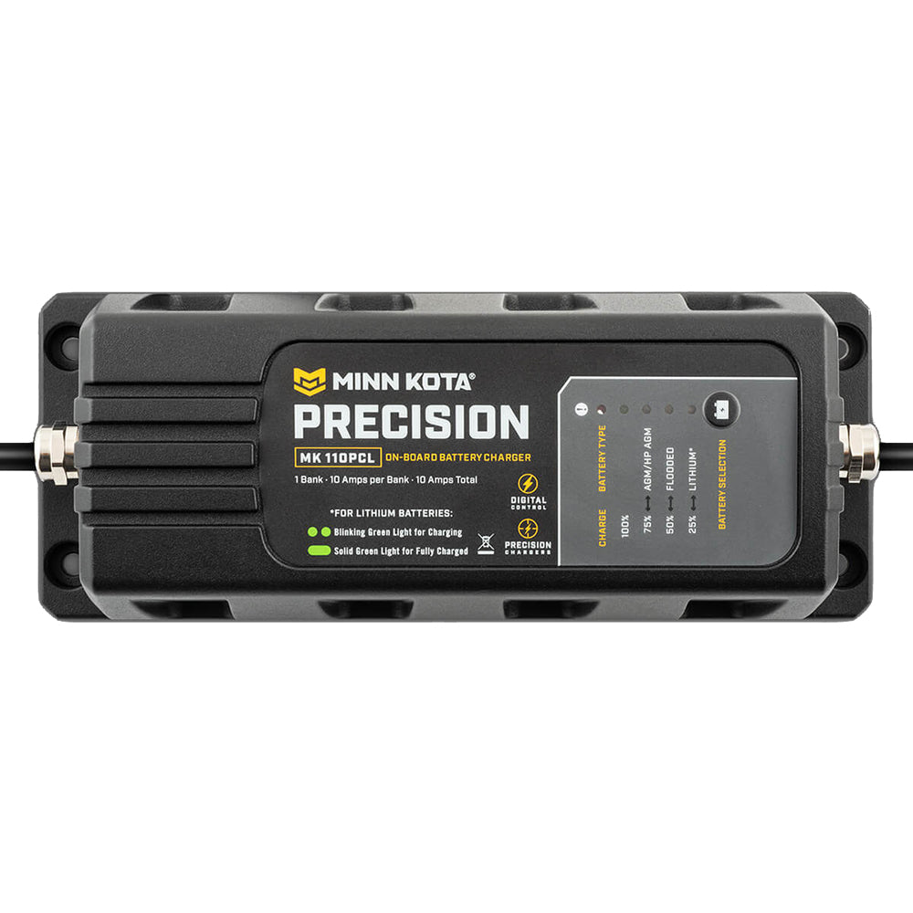 Minn Kota On-Board Precision Charger MK-110 PCL 1 Bank x 10 AMP LI Optimized Charger - Deckhand Marine Supply