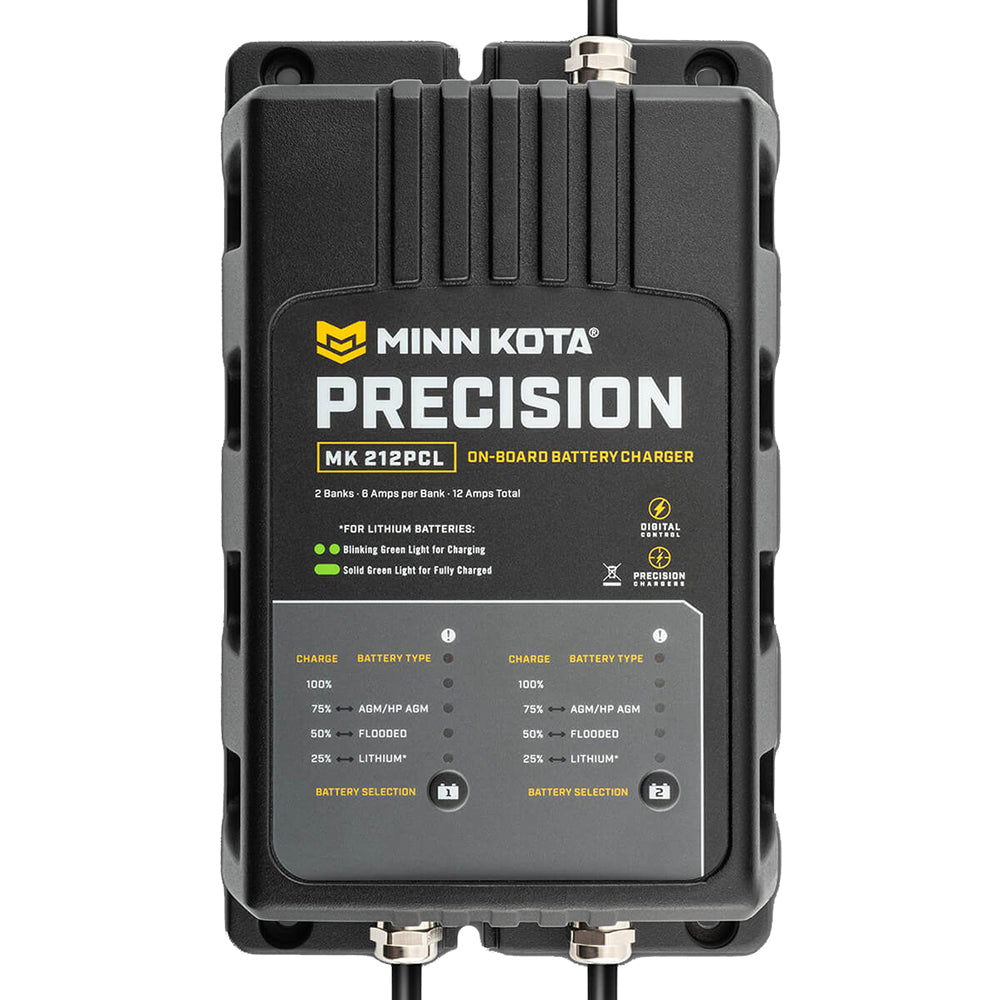 Minn Kota On-Board Precision Charger MK-212 PCL 2 Bank x 6 AMP LI Optimized Charger - Deckhand Marine Supply
