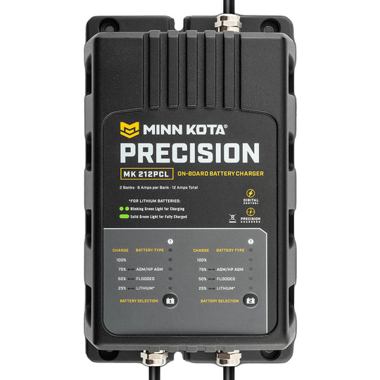 Minn Kota On-Board Precision Charger MK-212 PCL 2 Bank x 6 AMP LI Optimized Charger - Deckhand Marine Supply