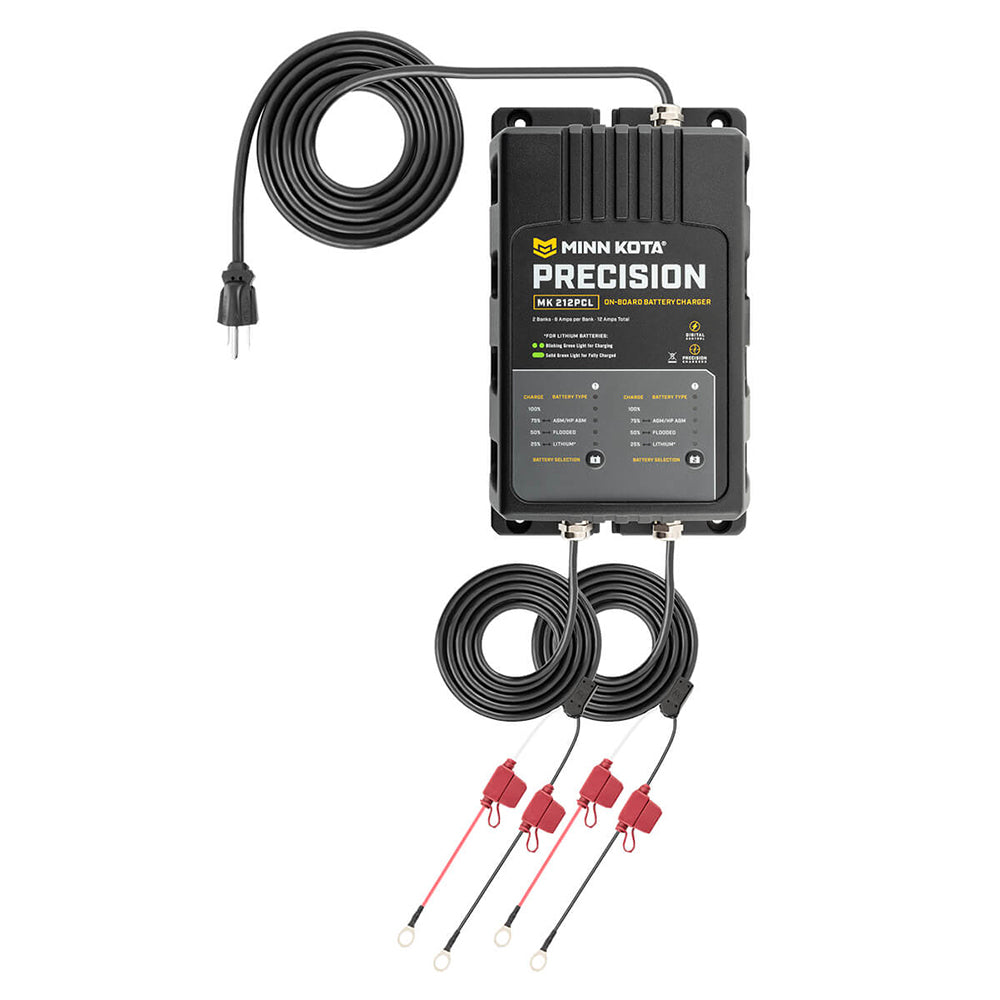 Minn Kota On-Board Precision Charger MK-212 PCL 2 Bank x 6 AMP LI Optimized Charger - Deckhand Marine Supply