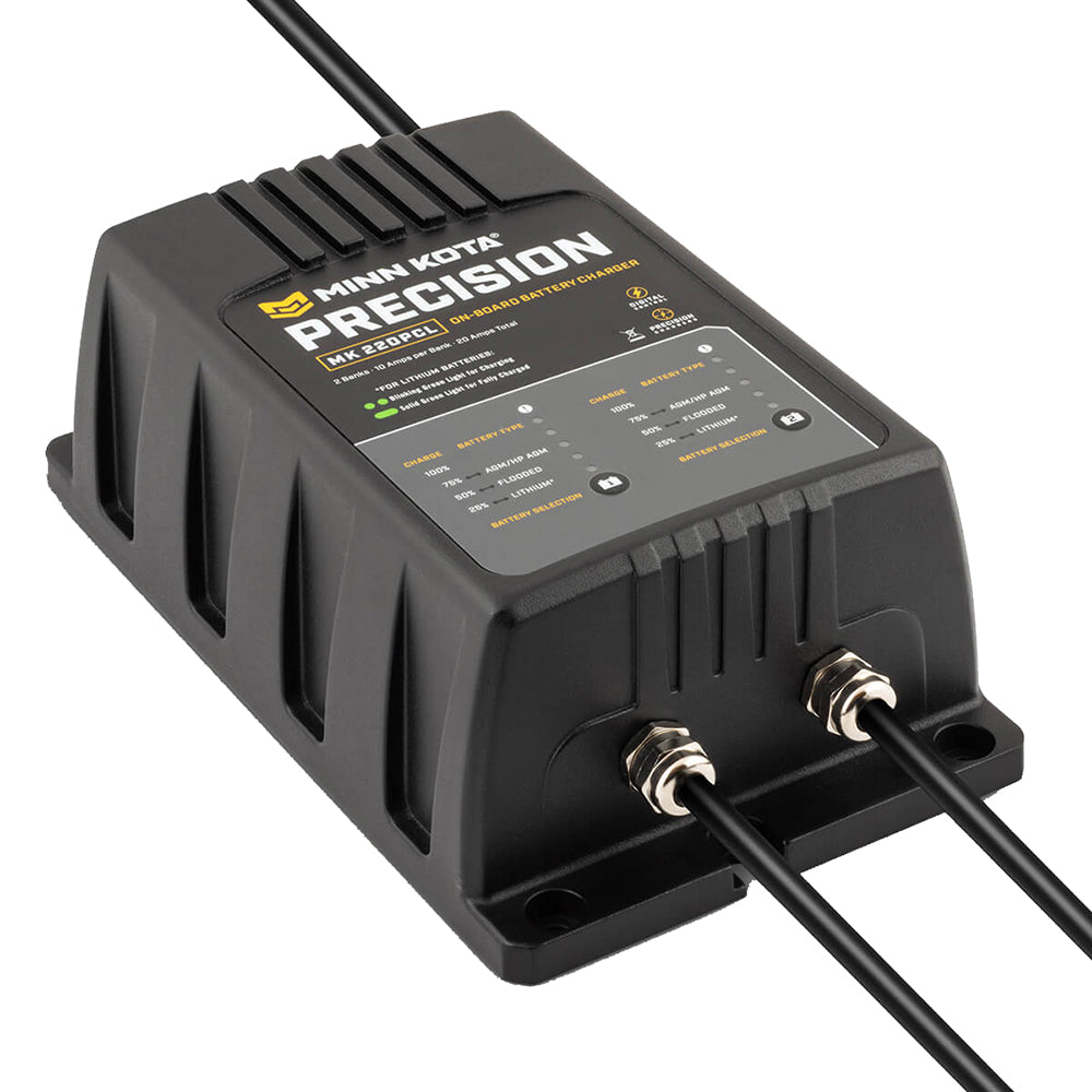 Minn Kota On-Board Precision Charger MK-220 PCL 2 Bank x 10 AMP LI Optimized Charger - Deckhand Marine Supply
