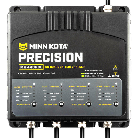 Minn Kota On-Board Precision Charger MK-440 PCL 4 Bank x 10 AMP LI Optimized Charger - Deckhand Marine Supply