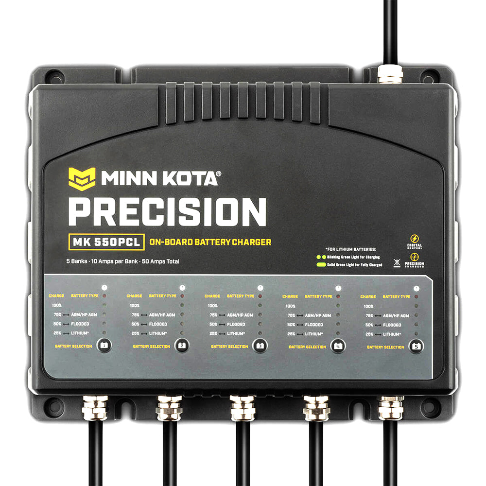 Minn Kota On-Board Precision Charger MK-550 PCL 5 Bank x 10 AMP LI Optimized Charger - Deckhand Marine Supply
