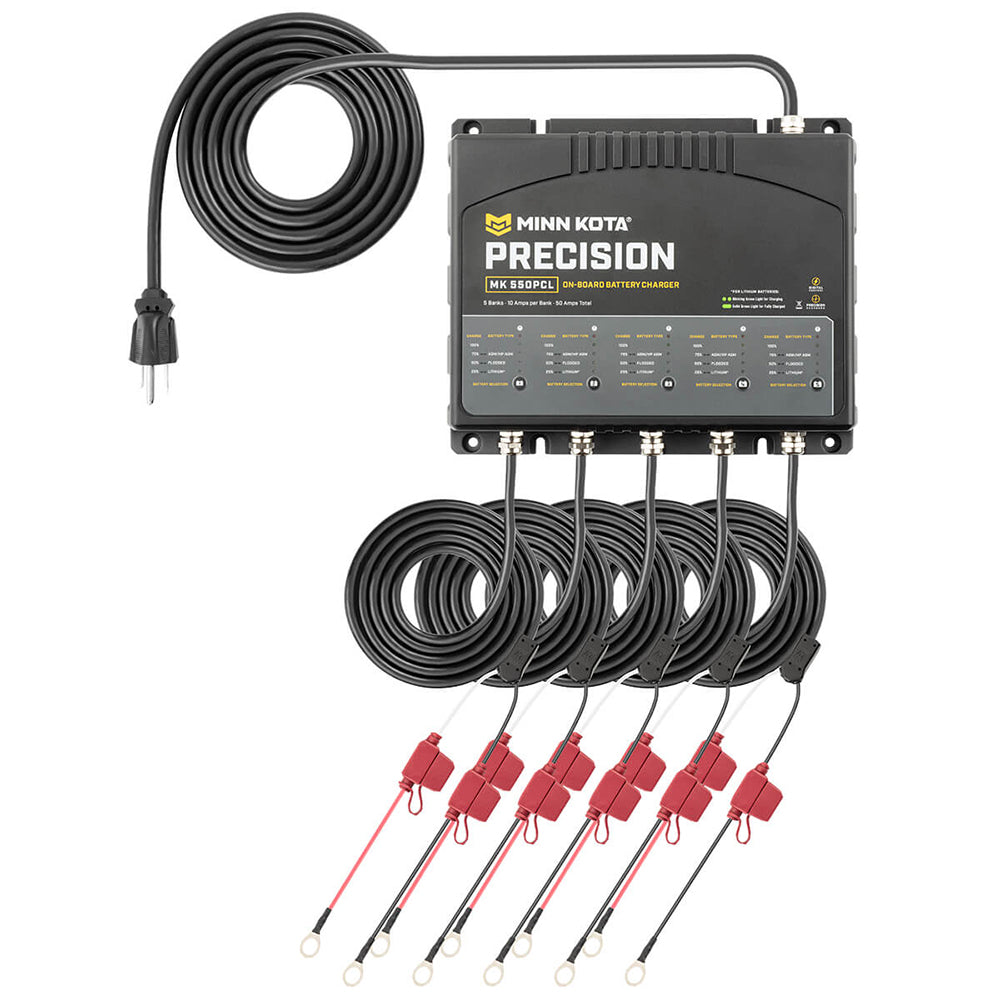 Minn Kota On-Board Precision Charger MK-550 PCL 5 Bank x 10 AMP LI Optimized Charger - Deckhand Marine Supply