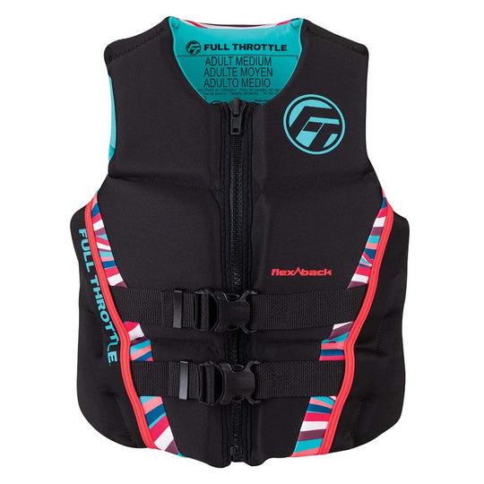 Full Throttle Womens Rapid-Dry Flex-Back Life Jacket - Womens L - Pink/Black - Deckhand Marine Supply
