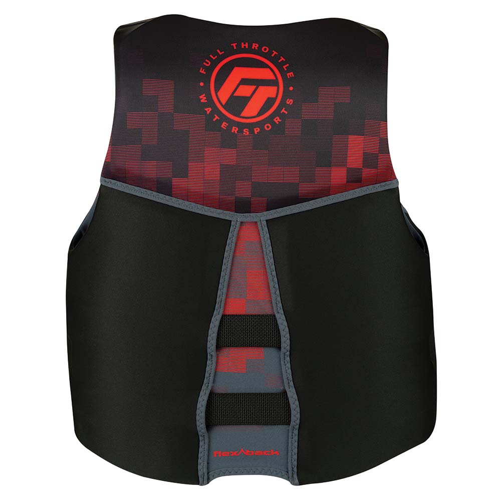 Full Throttle Mens Rapid-Dry Flex-Back Life Jacket - M - Black/Red - Deckhand Marine Supply