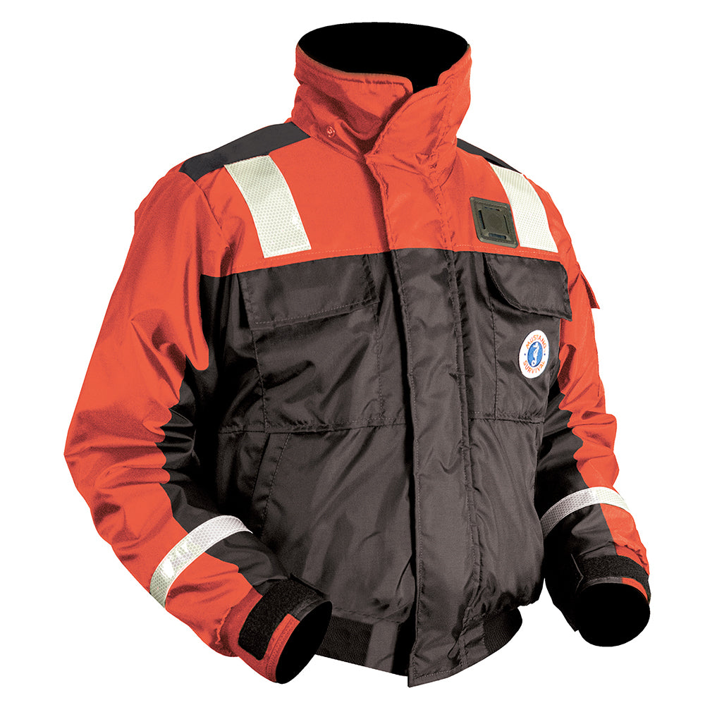 Mustang Classic Flotation Bomber Jacket w/Reflective Tape - Orange/Black - Medium - Deckhand Marine Supply
