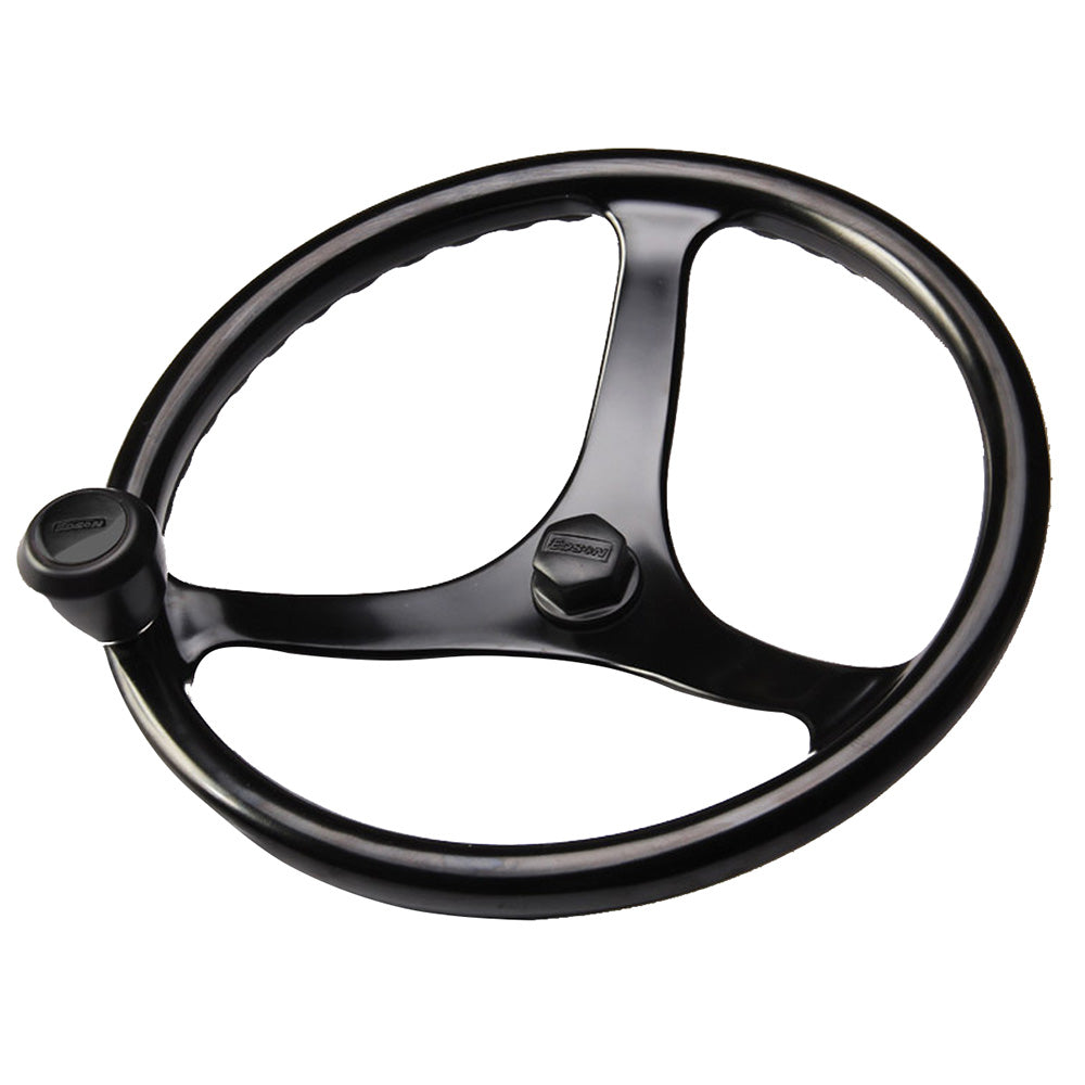 Edson Power Wheel Black w/Black Nut  Black Knob - 14.5" - Deckhand Marine Supply