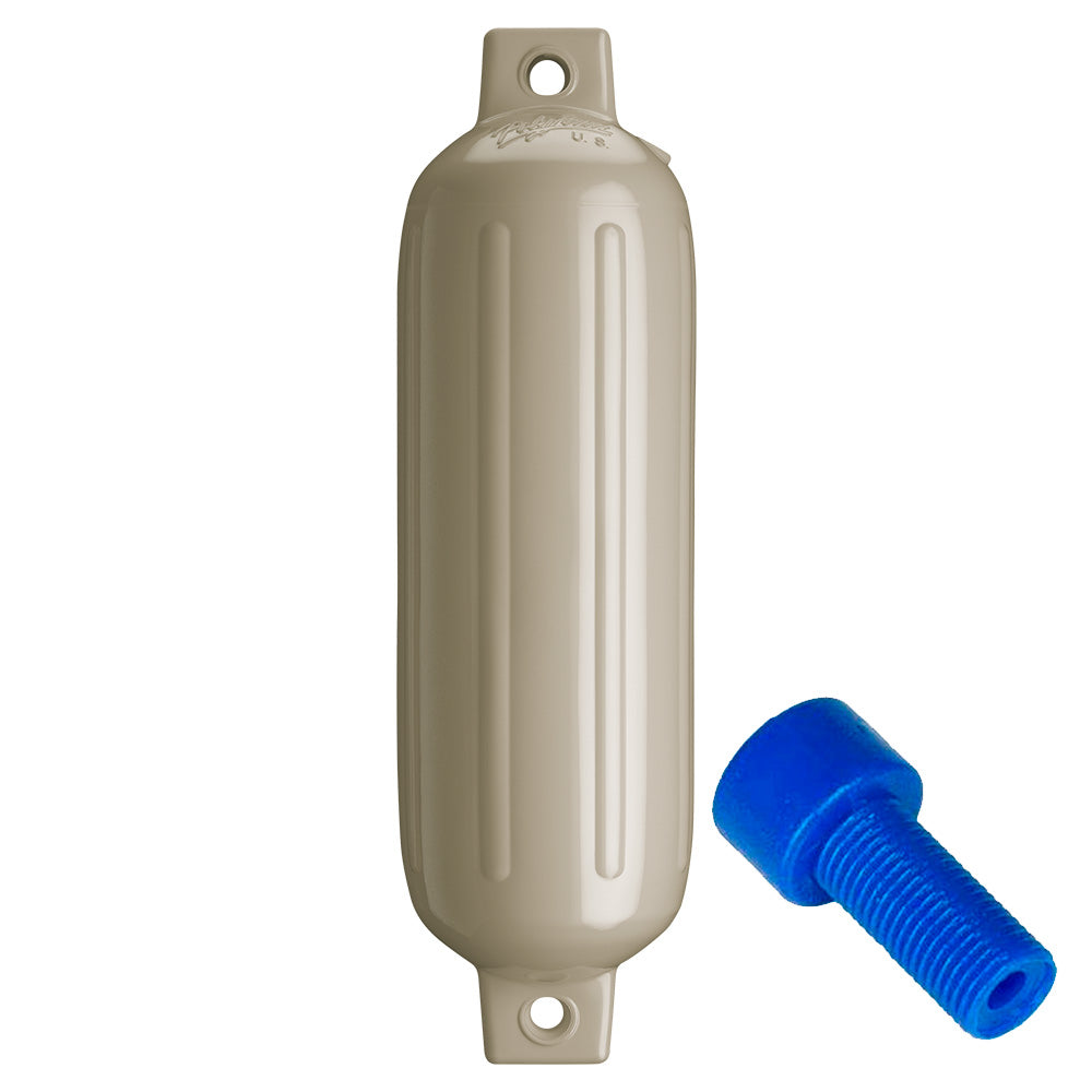 Polyform G-3 Twin Eye Fender 5.5" x 19" - Sand w/Adapter - Deckhand Marine Supply