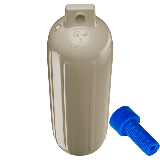 Polyform G-4 Twin Eye Fender 6.5" x 22" - Sand w/Adapter - Deckhand Marine Supply