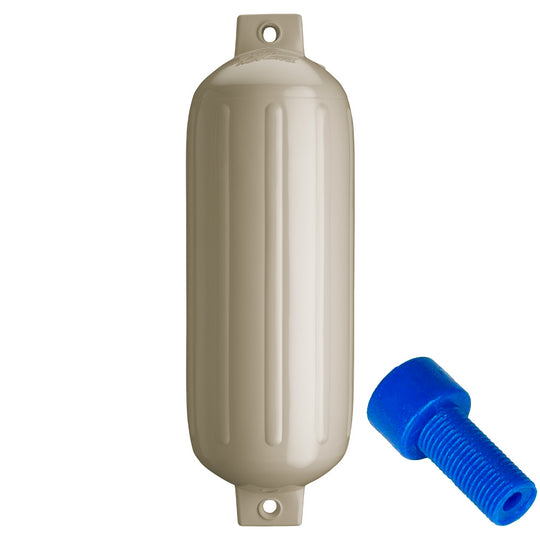 Polyform G-5 Twin Eye Fender 8.8" x 26.8" - Sand w/Adapter - Deckhand Marine Supply