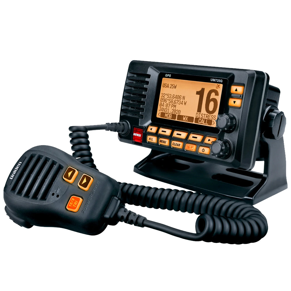 Uniden UM725 Fixed Mount Marine VHF Radio w/GPS - Black - Deckhand Marine Supply