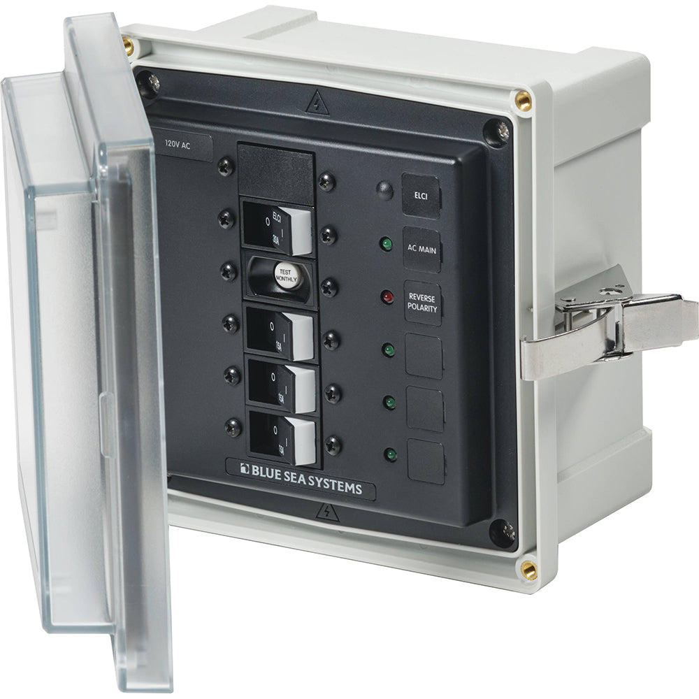 Blue Sea 3128 - SMS Panel Enclosure w/ELCI (30A)  3 Branch (15A) - 120V AC - Deckhand Marine Supply