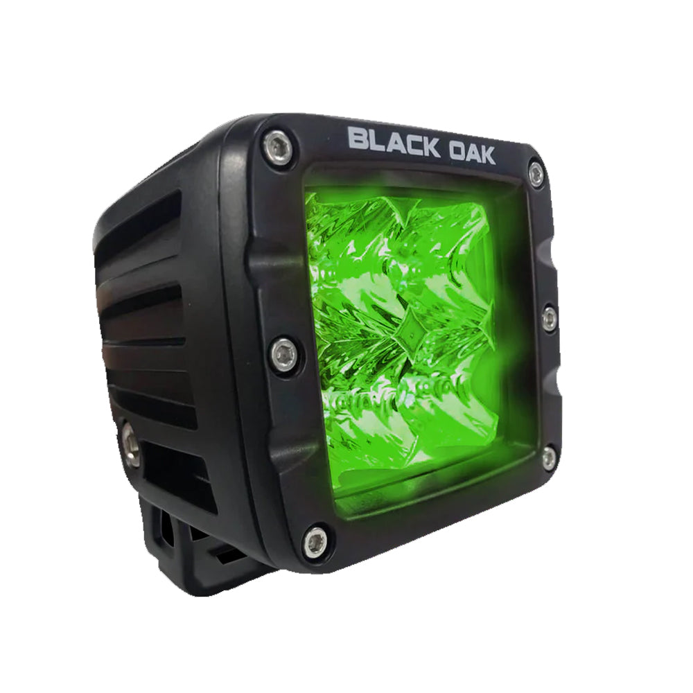 Black Oak 2" Green LED Hog Hunting Pod Light - Flood Optics - Black Housing - Pro Series 3.0 - Deckhand Marine Supply