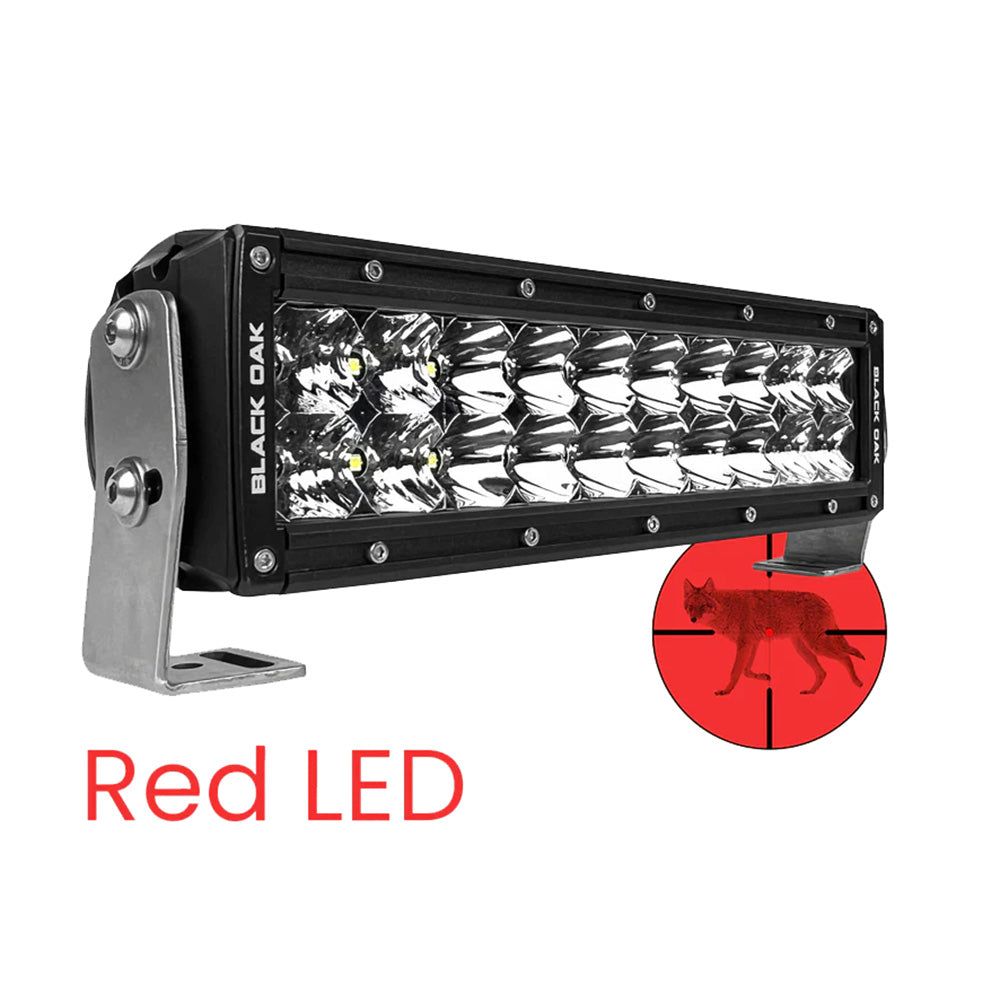 Black Oak 10" Red LED Predator Hunting Light Bar - Combo Optics - Black Housing - Pro Series 3.0 - Deckhand Marine Supply