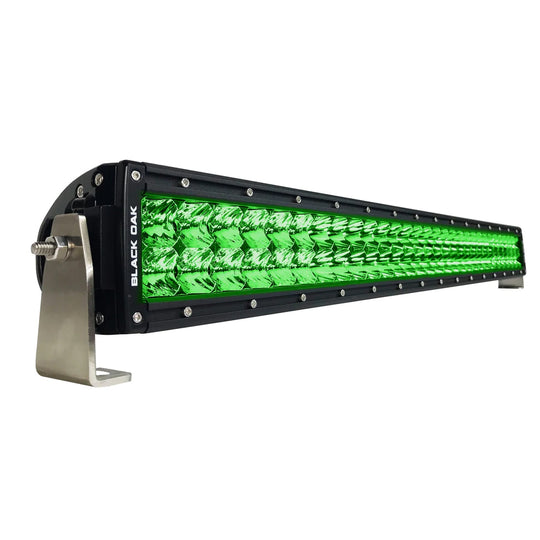 Black Oak 30" Curved Double Row Green LED Hog Hunting Light Bar - Combo Optics - Black Housing - Pro Series 3.0 - Deckhand Marine Supply