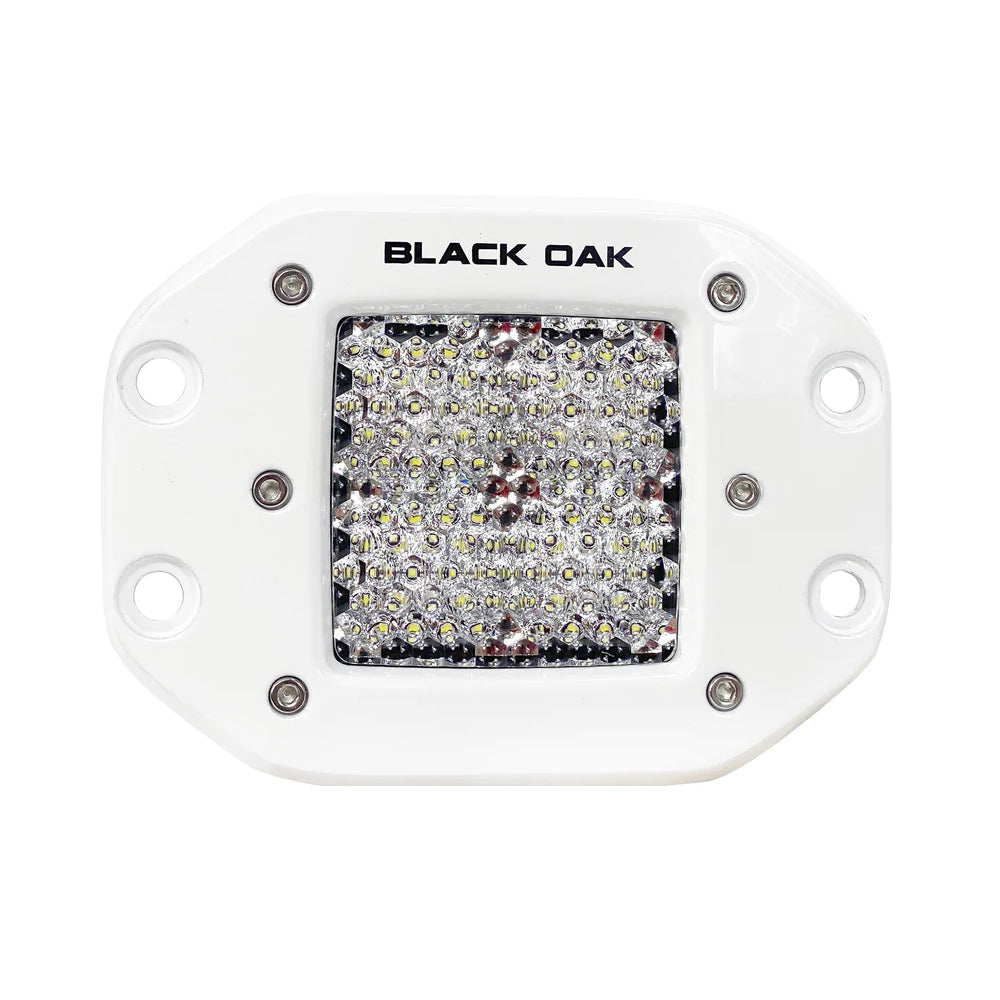 Black Oak 2" Marine Flush Mount LED Pod Light - Diffused Optics - White Housing - Pro Series 3.0 - Deckhand Marine Supply