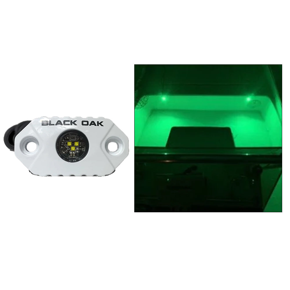 Black Oak Rock Accent Light - Green LEDs - White Housing - Deckhand Marine Supply