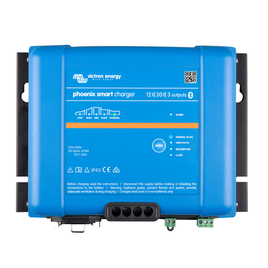 Victron Phoenix Smart IP43 Charger 12/30 (3) 120-240VAC Requires 5-15P Mains Cord - Deckhand Marine Supply