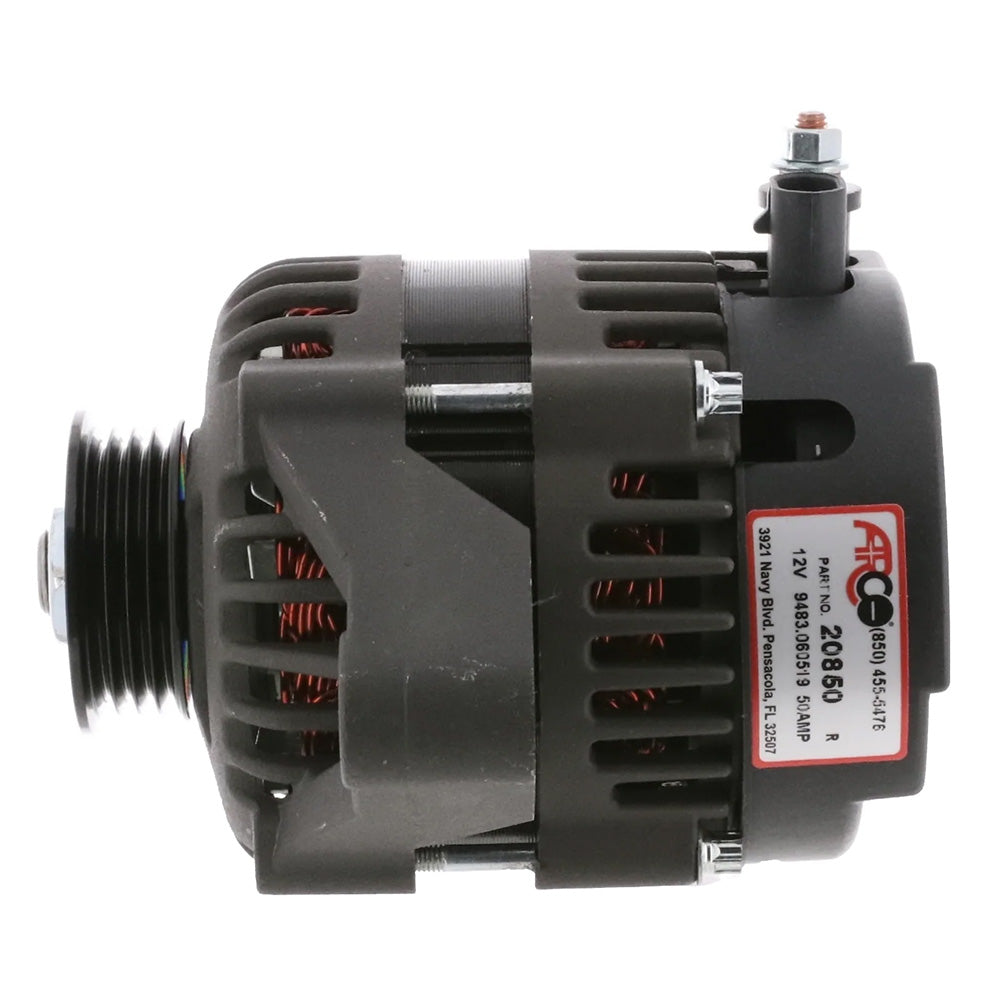 ARCO Marine Premium Replacement Outboard Alternator w/Multi-Groove Pulley - 12V 50A - Deckhand Marine Supply