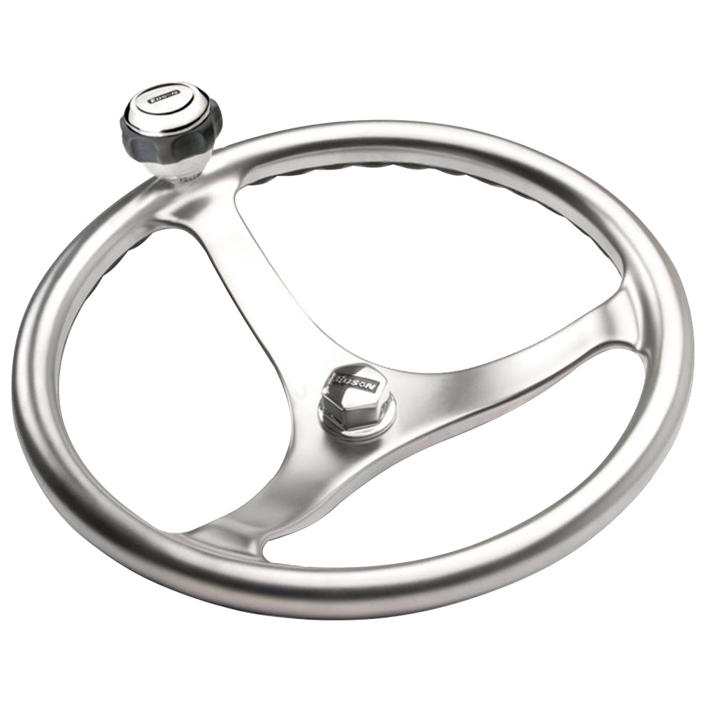 Edson Satin Finish Stainless Steel ComfortGrip 13" PowerWheel w/Knob  Nut - Deckhand Marine Supply