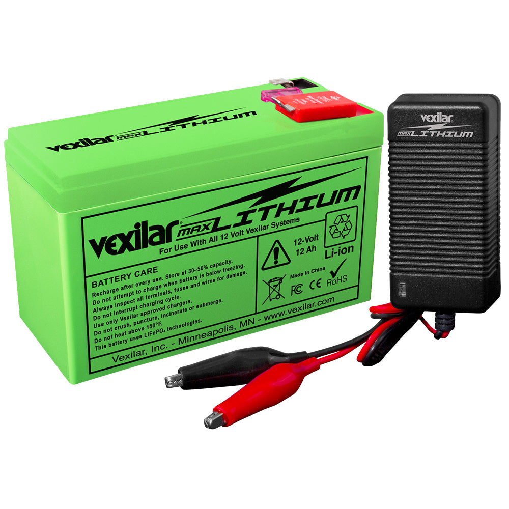 Vexilar 12V - 12 AH MAX Lithium Battery w/V-420L Rapid Charger - Deckhand Marine Supply