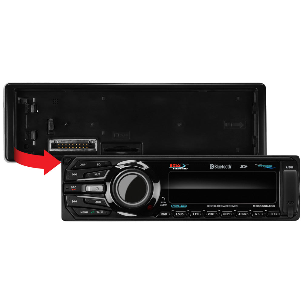 Boss Audio MR1308UABK Bluetooth - Fully Marinized MP3-Compatible Digital Media Receiver w/USB  SD Memory Card Ports  Aux Input - Deckhand Marine Supply
