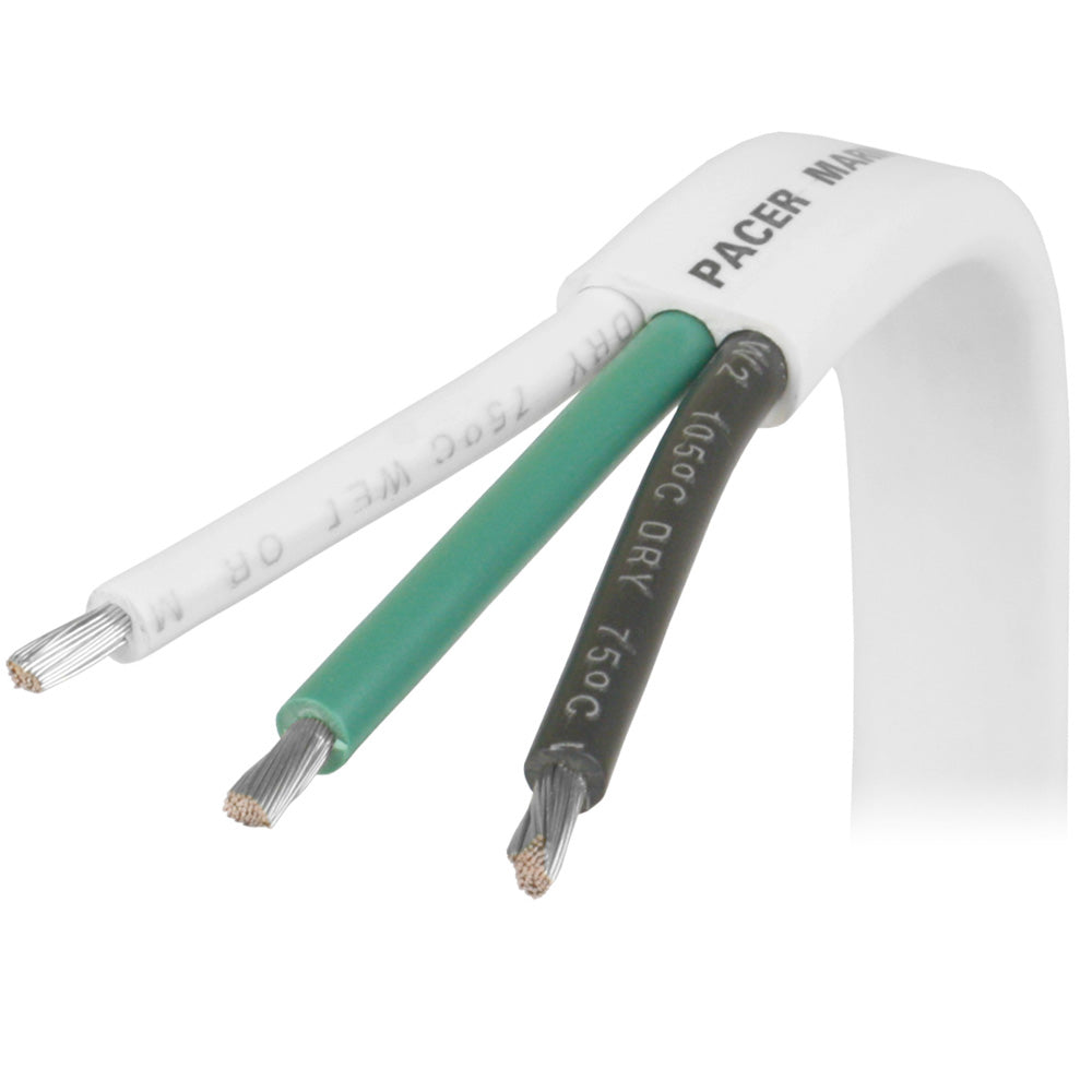 Pacer 16/3 AWG Triplex Cable - Black/Green/White - Sold By The Foot - Deckhand Marine Supply