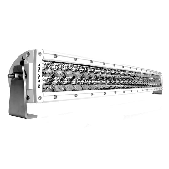 Black Oak 30" Marine Curved Double Row LED Light Bar - Spot Optics - White Housing - Pro Series 3.0 - Deckhand Marine Supply
