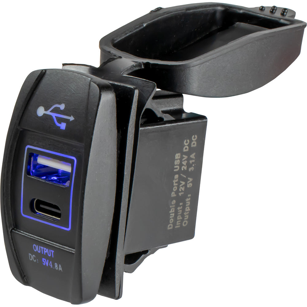 Sea-Dog USB  USB-C Rocker Switch Style Power Socket - Deckhand Marine Supply