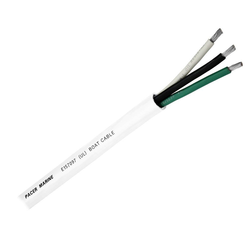 Pacer Round 3 Conductor Cable - 100 - 14/3 AWG - Black, Green  White - Deckhand Marine Supply