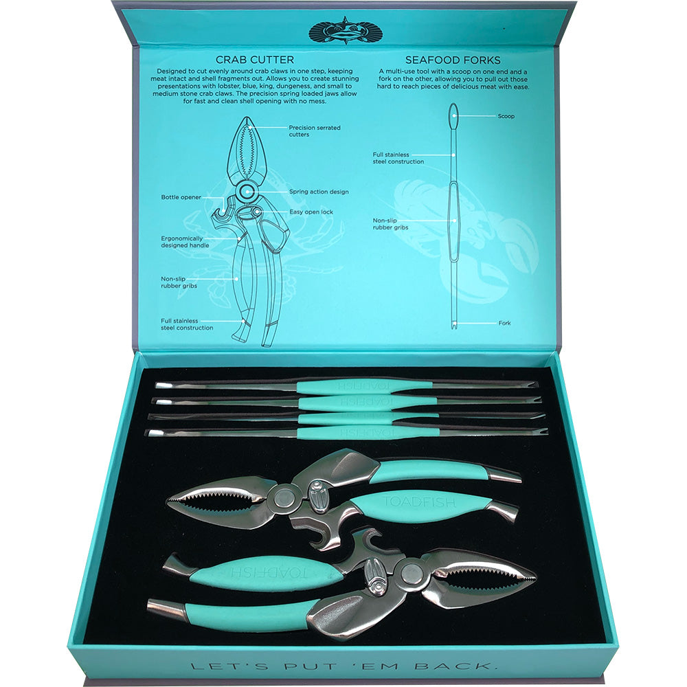 Toadfish Crab/Lobster Tool Set - 2 Shell Cutters  4 Seafood Forks - Deckhand Marine Supply