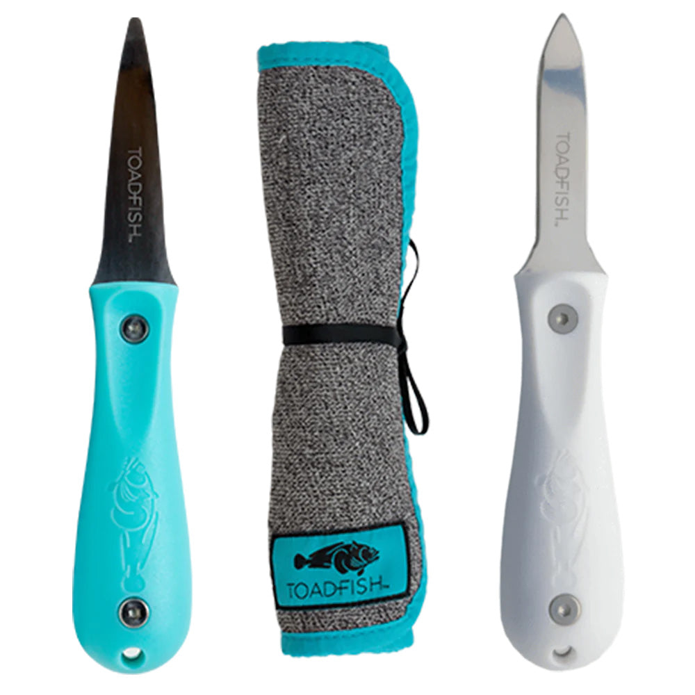 Toadfish Shuckers Bundle - Put Em Back Oyster Knife, Professional Oyster Knife  Cut-Proof Shucking Cloth - Deckhand Marine Supply