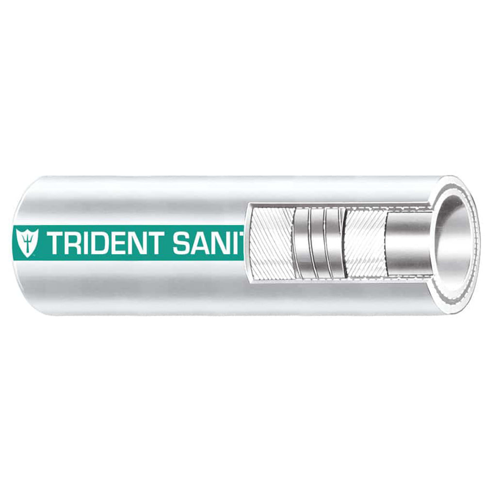 Trident Marine 1-1/2" x 50 Coil Premium Marine Sanitation Hose - White w/Green Stripe - Deckhand Marine Supply