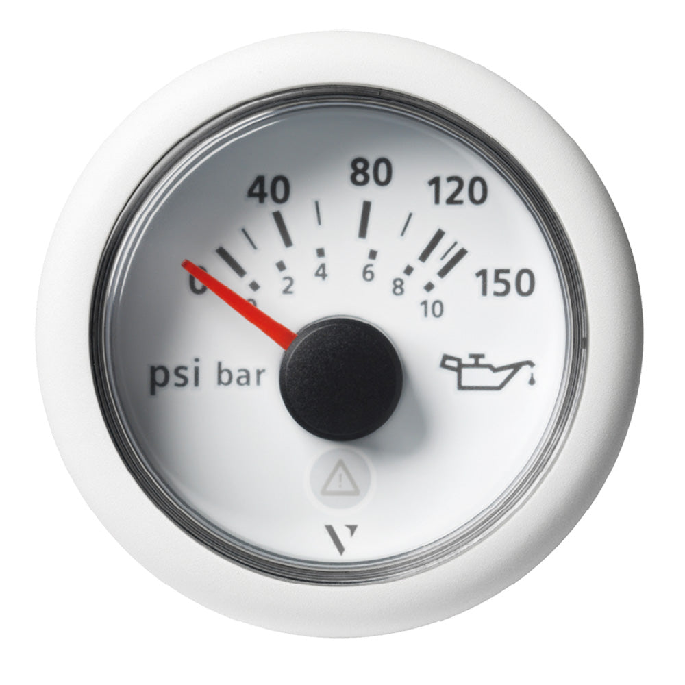 Veratron 52mm (2-1/16") ViewLine Engine Oil Pressure Gauge - 150 PSI - White Dial  Bezel - Deckhand Marine Supply