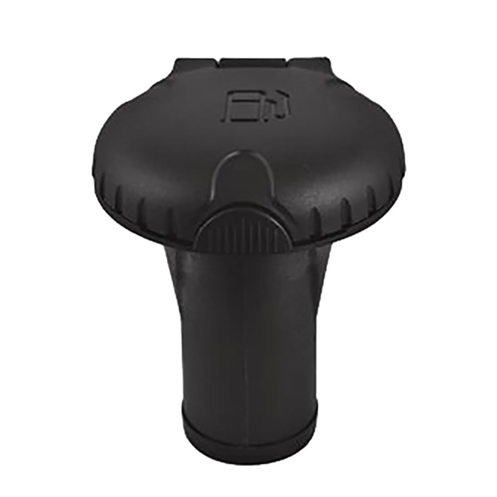 Attwood Deck Fills f/Pressure Relief Systems - Straight Body - Scalloped Black Plastic Cap - Deckhand Marine Supply