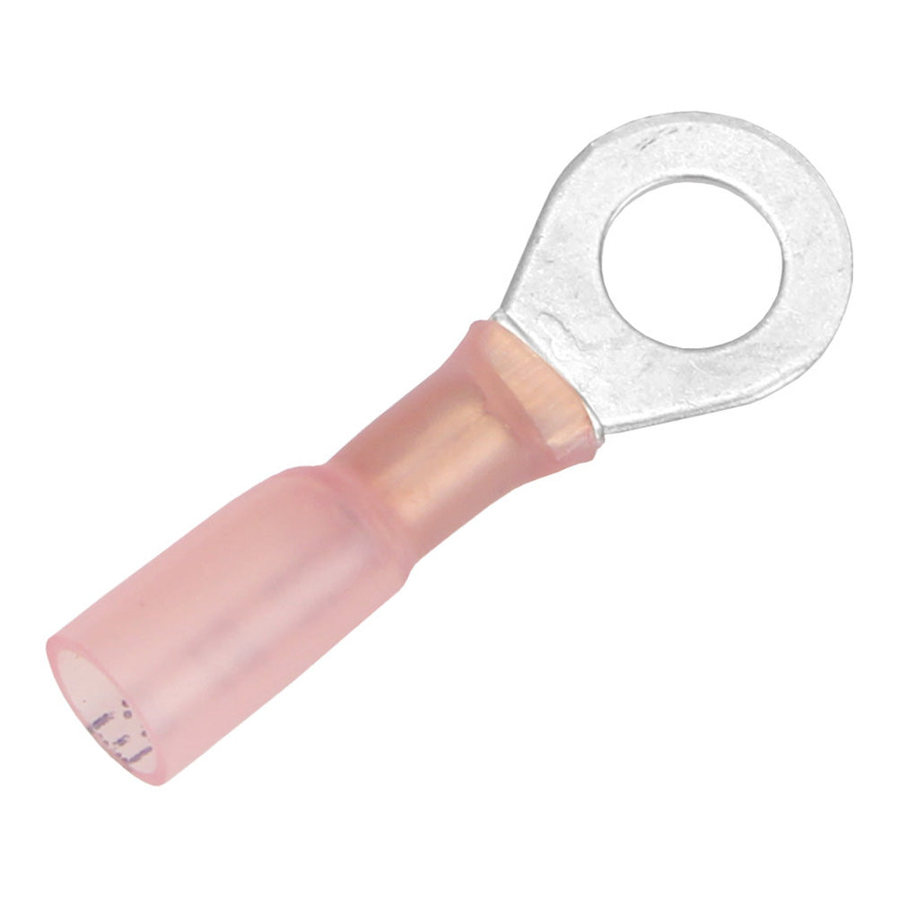 Pacer 22-18 AWG Heat Shrink Ring Terminal - 1/4" Stud Size - 100 Pack - Deckhand Marine Supply