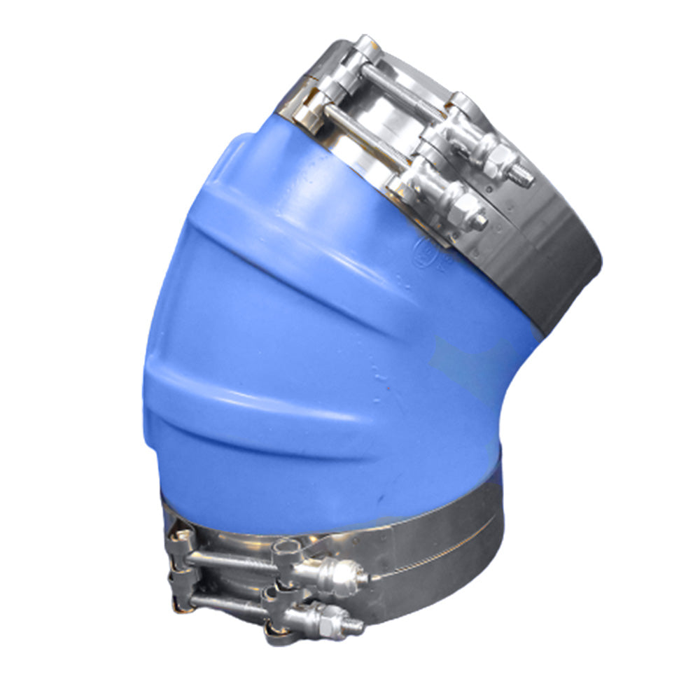 Trident Marine 8" ID 45-Degree Blue Silicone Molded Wet Exhaust Elbow w/4 T-Bolt Clamps - Deckhand Marine Supply