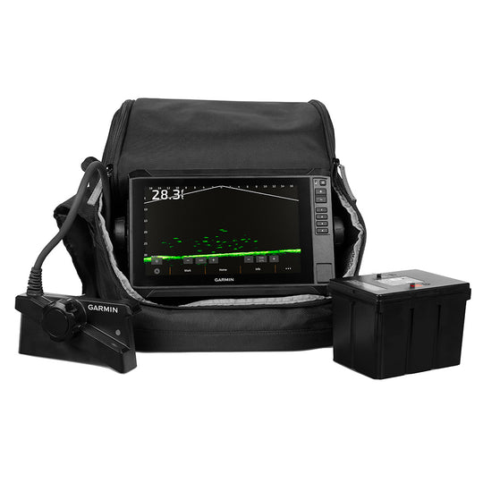 Garmin ECHOMAP UHD2 93SV LiveScope Plus Ice Fishing Bundle LI w/ECHOMAP UHD2 93sv, LiveScope Plus System  Lithium-ion Battery