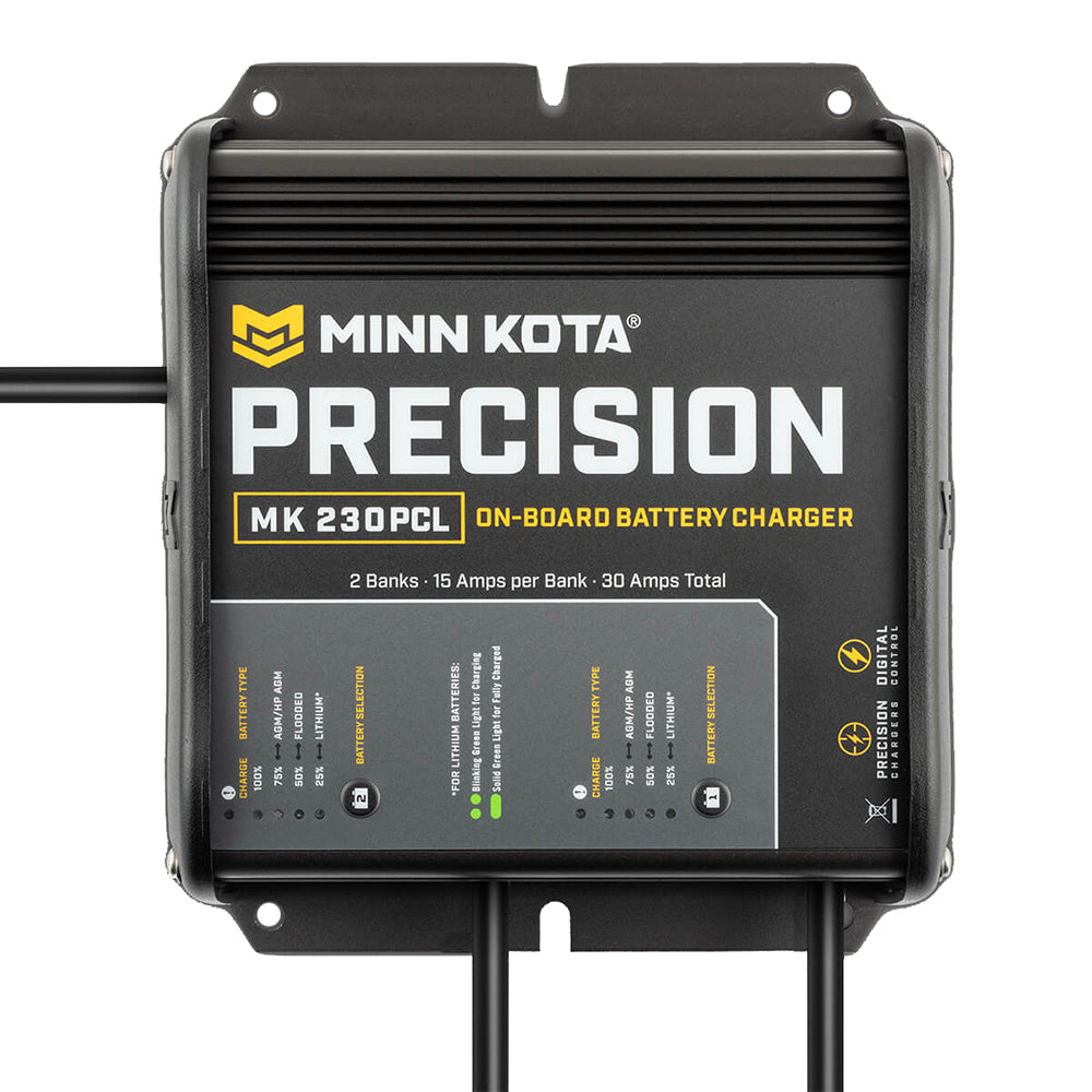 Minn Kota On-Board Precision Charger MK-230 PCL 2 Bank x 15 AMP LI Optimized Charger - Deckhand Marine Supply