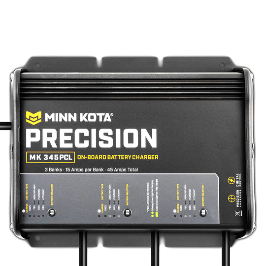 Minn Kota On-Board Precision Charger MK-345 PCL 3 Bank x 15 AMP LI Optimized Charger - Deckhand Marine Supply